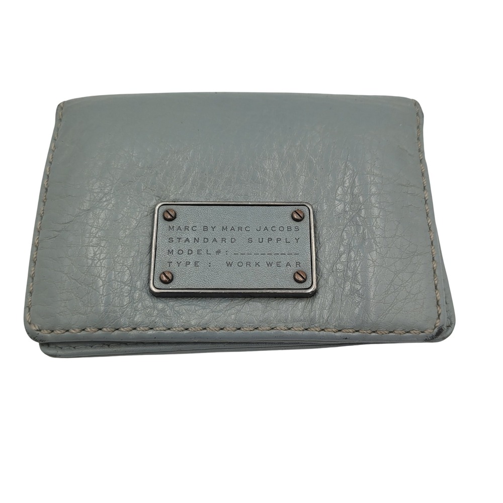 Marc by Marc Jacobs Standard Supply Workwear Leather Card Holder Wallet Blue